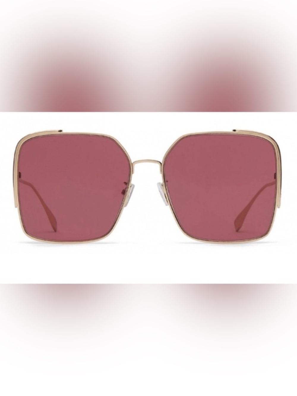 Fendi Oversized O’Lock Gold Frame Sunglasses with Burgundy Lenses